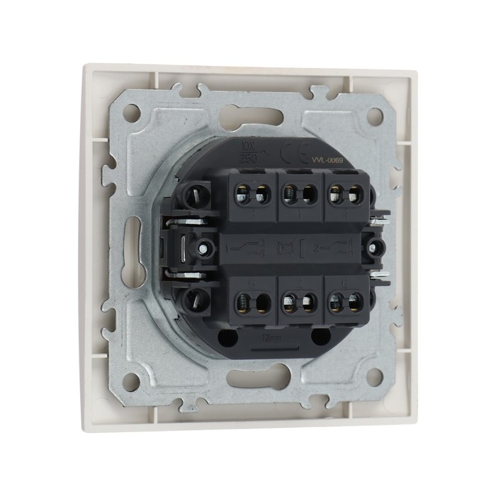 Выключатель проходной TOT Elegant, 10 А, 2 кл., скрытый, белый