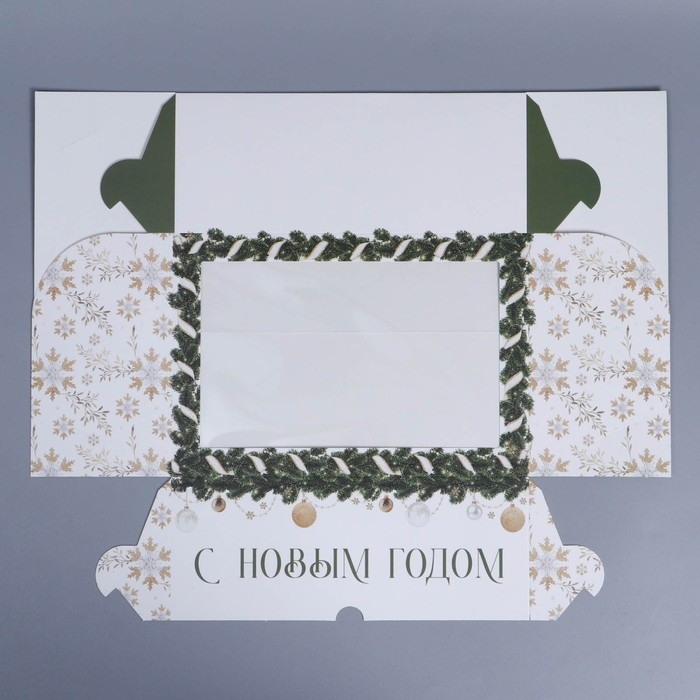 Коробка складная на 6 капкейков с окном &laquo;Паттерн снежинки&raquo;, 25 х 17 х 10 см, Новый год