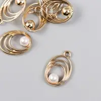 Декор для творчества металл, пластик "Овал с бусинкой" 1,2х2 см