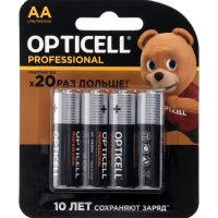 Батарейка алкалиновая OPTICELL PROFESSIONAL, AA, LR06-4BL, 1.5В, блистер, 4 шт