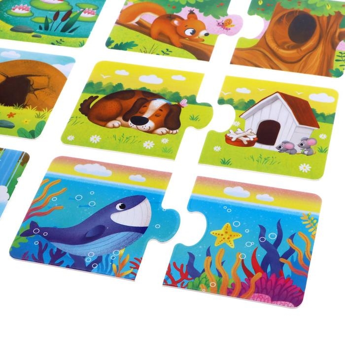 Парные пазлы &laquo;Кто где живёт?&raquo;, 10 пазлов, 20 деталей