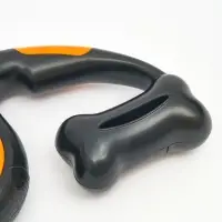 Рулетка - поводок "Косточка", с контейнером для пакетов, трос 3 м, чёрная/оранжевая