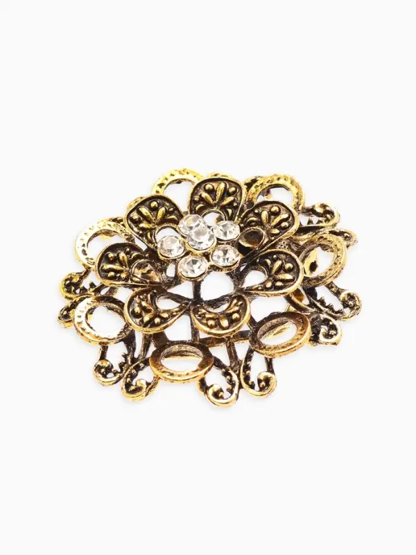 Зажим для платка "Цветок астры", цвет белый в чернёном золоте