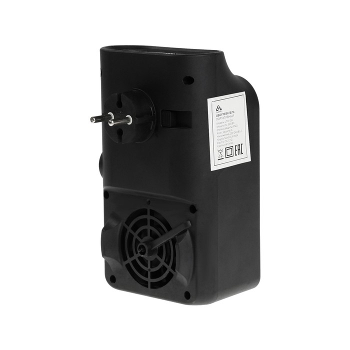 Портативный обогреватель Luazon LTO-09, 500Вт, 23 м&sup2;, 2 режима, чёрный, евровилка