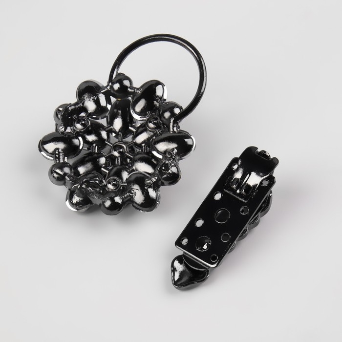 Декоративная застёжка &laquo;Стеклянный цветок&raquo;, 10,5 &times; 5 см, цвет чёрный