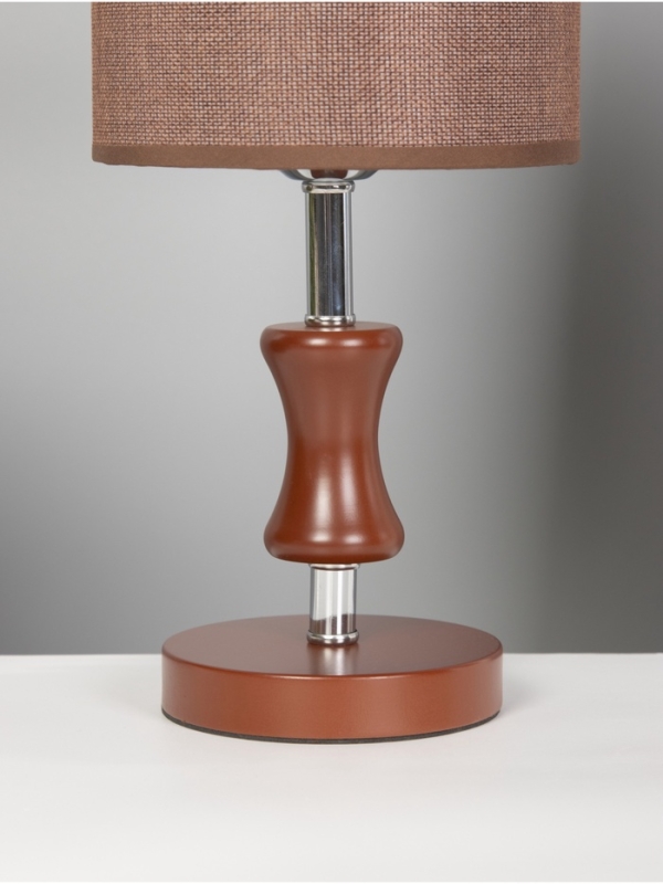 Лампа настольная BayerLux ЭКО "Кло" 1х40Вт Е27 кофе/хром 16х16х38см