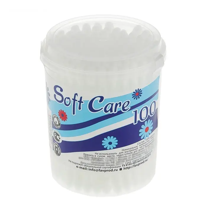 Ватные палочки Soft Care, 100 шт. в стакане