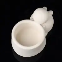 Подсвечник "Заяц с чашей" 8х6х4 см, натуральный, гипс