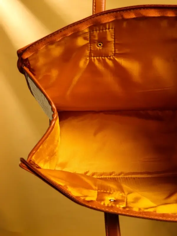 Сумка плетёная на молнии из пандана 41х16х50 см, бежево-коричневый