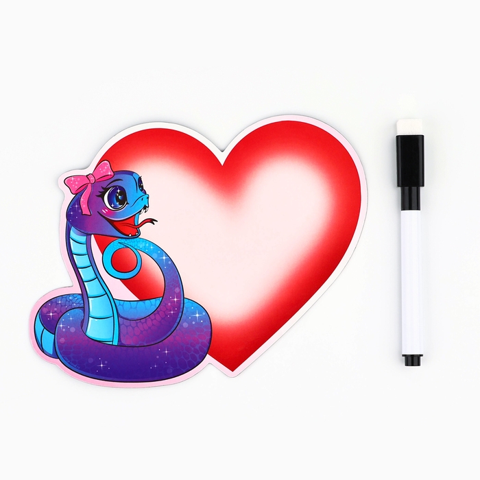 Магнитная доска с полем для записи и фломастером &laquo;Сердечко&raquo;, на Новый Год, 16,1 х 12,4 см