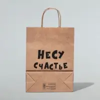 Пакет подарочный &laquo;Несу счастье&raquo;, крафт, 24 х 14 х 28 см, 1 шт.
