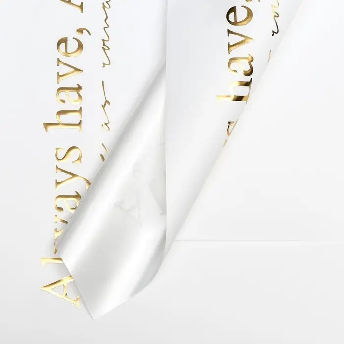 Пленка для цветов, 50&times;57 см, белая с золотым