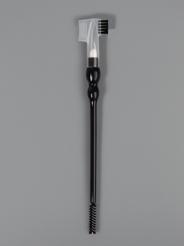 Кисть для макияжа, 3в1, 17 см, чёрная