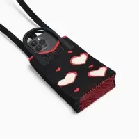 Сумка подр Сердца, 12*4*17, отд на кнопке, дл ремень, черный