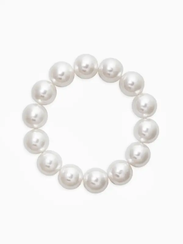 Браслет "Бусины жемчуга" (набор 7 шт), №6,8,10,14, цвет белый