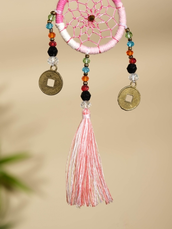 Брелок "Ловец снов" 4х15 см. бледно-розовый
