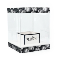 Коробка для цветов с вазой и PVC окнами складная &laquo;Чёрно-белая эстетика&raquo;, 23 х 30 х 23 см