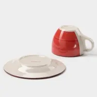 Чайная пара керамическая Доляна &laquo;Морской мир&raquo;, чашка 200 мл, блюдце d=14,5 см, цвет красный