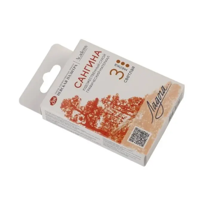 Сангина художественная светлая, ЗХК "Ладога", 3 штуки, в картонной коробке