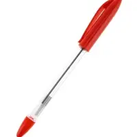 Ручка шариковая 0.5 мм красная, корпус прозрачный с резиновым держателем