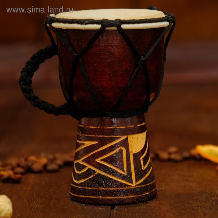 Сувенирный музыкальный инструмент барабан джембе "Светлый" 12х9х9 см МИКС
