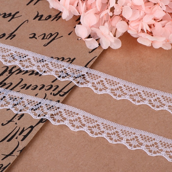 Кружево капроновое, 15 мм &times; 10 &plusmn; 1 м, цвет белый №1