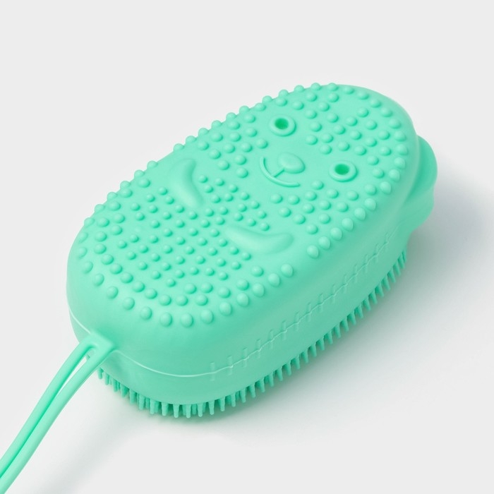 Щётка силиконовая для тела с поролоном Доляна &laquo;Мышонок&raquo;, цвет зелёный