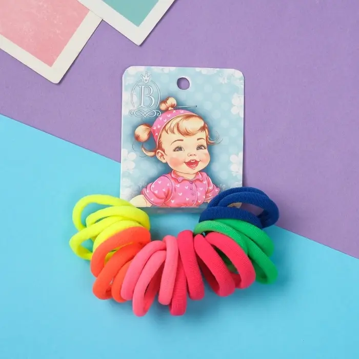 Резинка для волос "Крошка" (набор 20 шт) хвостики, 2,5 см, яркий