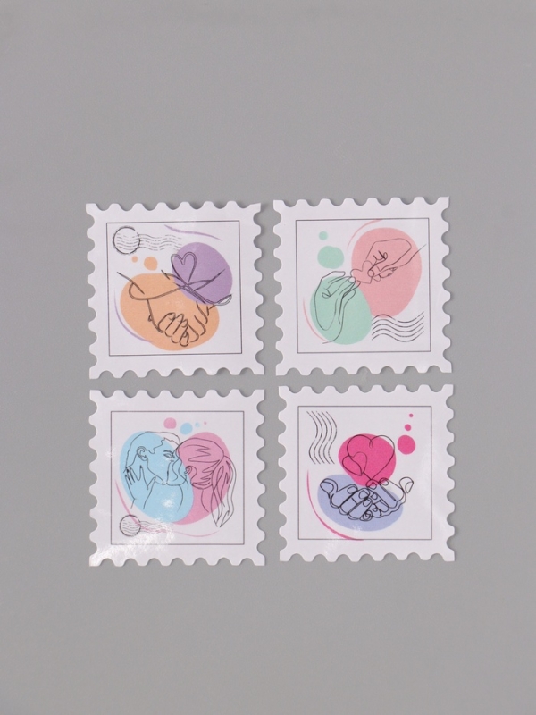 Наклейка бумага "Марки. Любовь" 3х3 см 200 шт в рулоне