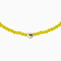 Чокер из бисера &laquo;Хрусталь&raquo;, сердце, жёлтый в золоте, 37 см + 5 см доп, цепочка