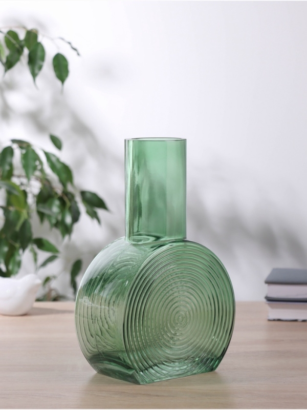 Ваза стекло настольная "Эйверис" d-6 см, 24х15,5 см, зелёный