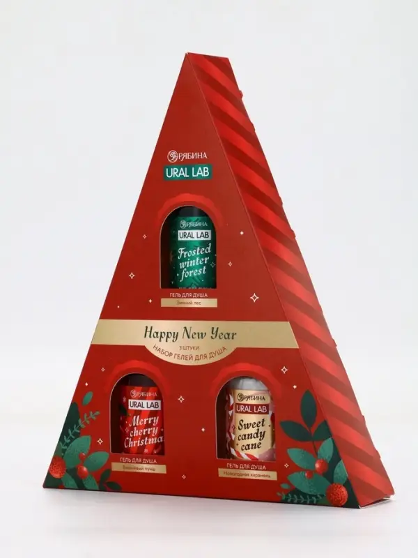 У_Winter Melody Набор в треугольной HNY, 3 геля для душа по 100 мл (10872543)