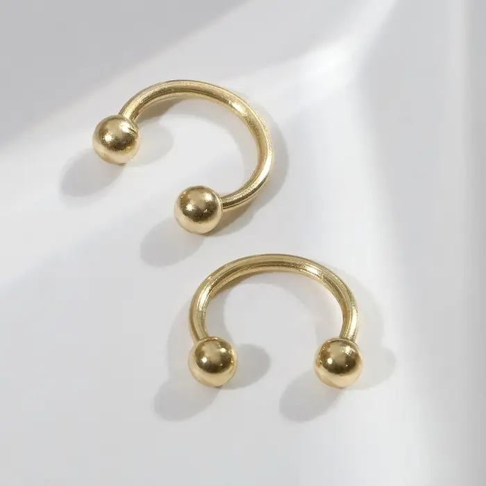 Пирсинг в бровь циркуляр, шар, d=8 мм, пара, цвет золото (неделимая фасовка 12 пар, цена за пару)