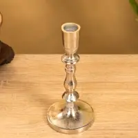 Подсвечник "Зима" 7,5х7,5х17 см, алюминий, цв. серебро