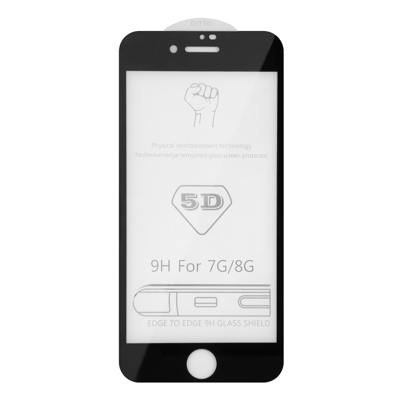 Защитное стекло IPh 7/8 5D 0.3mm без упаковки черное (без возврата и обмена)