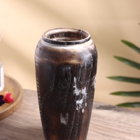 Подсвечник из дерева Джати, d 7 см, 12х12х23 см, цв. темно-коричневый