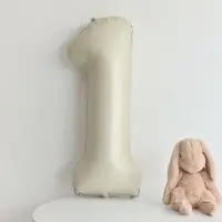 Шар фольгированный 40" Цифра 1, цвет взбитые сливки