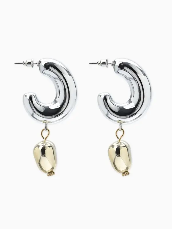 Серьги &laquo;Новый стиль. Сердечки&raquo;, d=3 см, цвет серебристо-золотистый