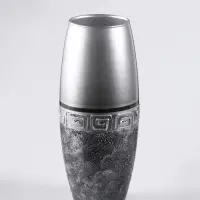 Ваза &laquo;Абстракция&raquo;, полоса, овал, h=26 см, стекло, серо-чёрная