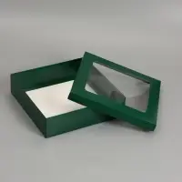 Коробка складная, крышка-дно, армейский зелёный, с окном 30 х 30 х 8 см