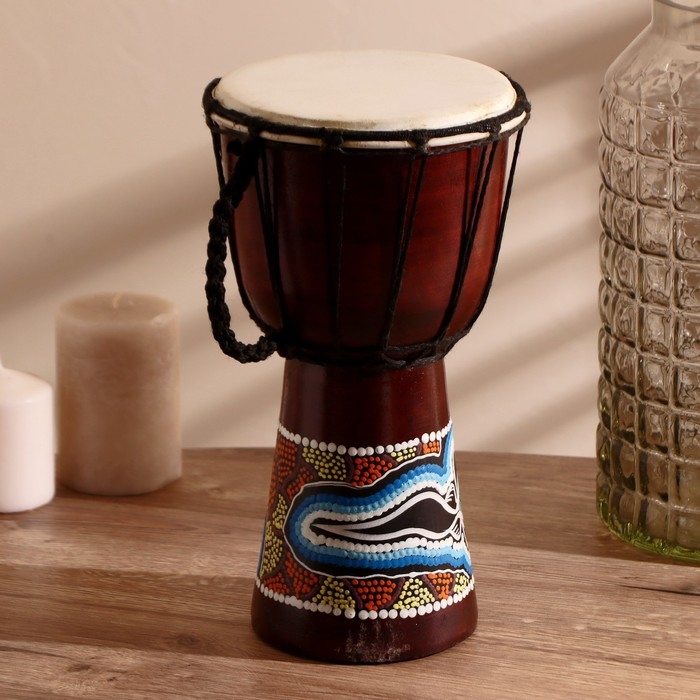 Сувенирный музыкальный инструмент "Барабан Джембе узорчатый" 30х16х16 см МИКС