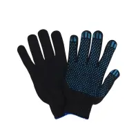 Перчатки садовые, хб, вязка 10 класс, 3 нити, размер 9, с ПВХ точками, чёрные
