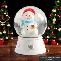 Снежный шар новогодний стеклянный &laquo;Снеговик в красном колпаке, с подарком&raquo;, d=4.5 см, 6&times;4.5&times;4.5 см