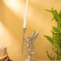 Подсвченик "Ангел мира с факелом" алюминий 35 см