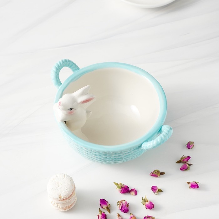 Конфетница Доляна &laquo;Зайка&raquo;, 19,5&times;16,5&times;12,5 см, цвет голубой