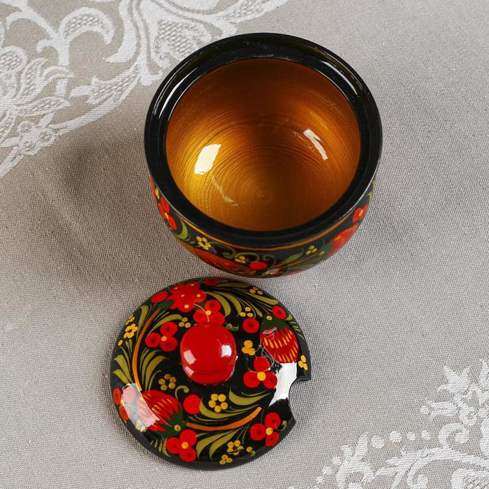 Сахарница &laquo;Ягодка&raquo;, малая, 9&times;9 см, хохлома