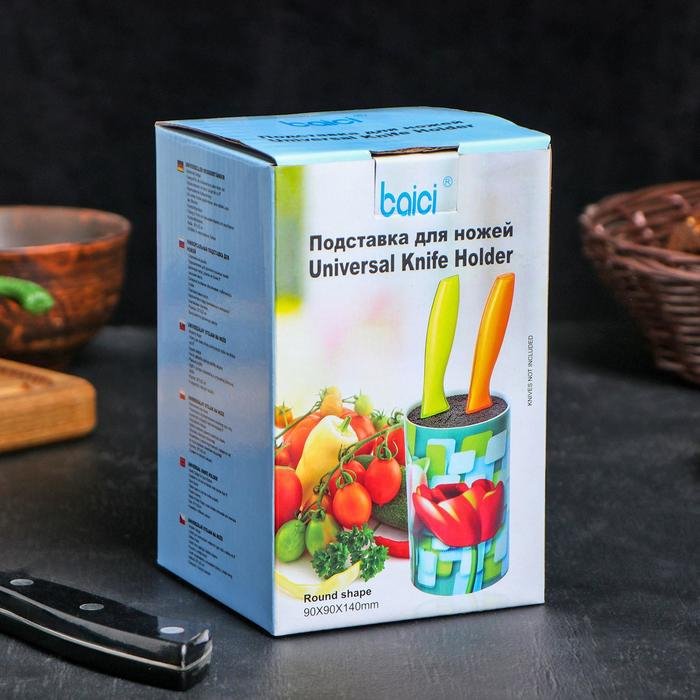 Подставка для ножей с наполнителем Доляна &laquo;Кракле&raquo;, 14&times;9 см, цвет чёрный