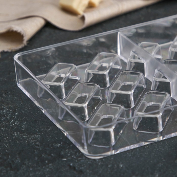 Форма для конфет и шоколада KONFINETTA &laquo;Буэно&raquo;, 27,5&times;13,5&times;2,5 см, 21 ячейка 3,5&times;1,5&times;1 см, цвет прозрачный