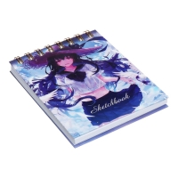 Скетчбук А6, 80 листов на гребне по короткой стороне "Аниме", твёрдая обложка, блок 100 г/м&sup2;