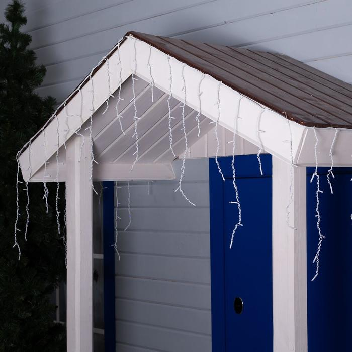 Гирлянда &laquo;Бахрома&raquo; 3 &times; 0.6 м, IP44, УМС, белая нить, 160 LED, свечение синее, 220 В